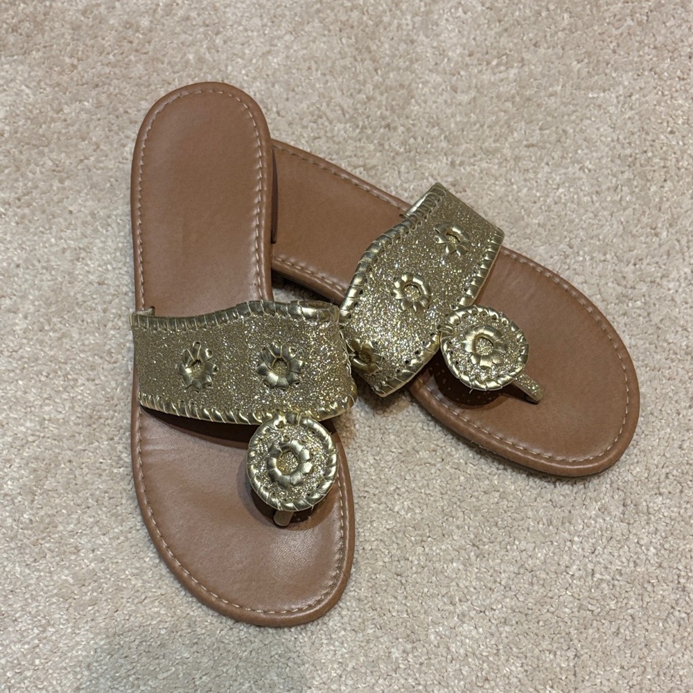Hot Cakes Gold Embellished Sandals